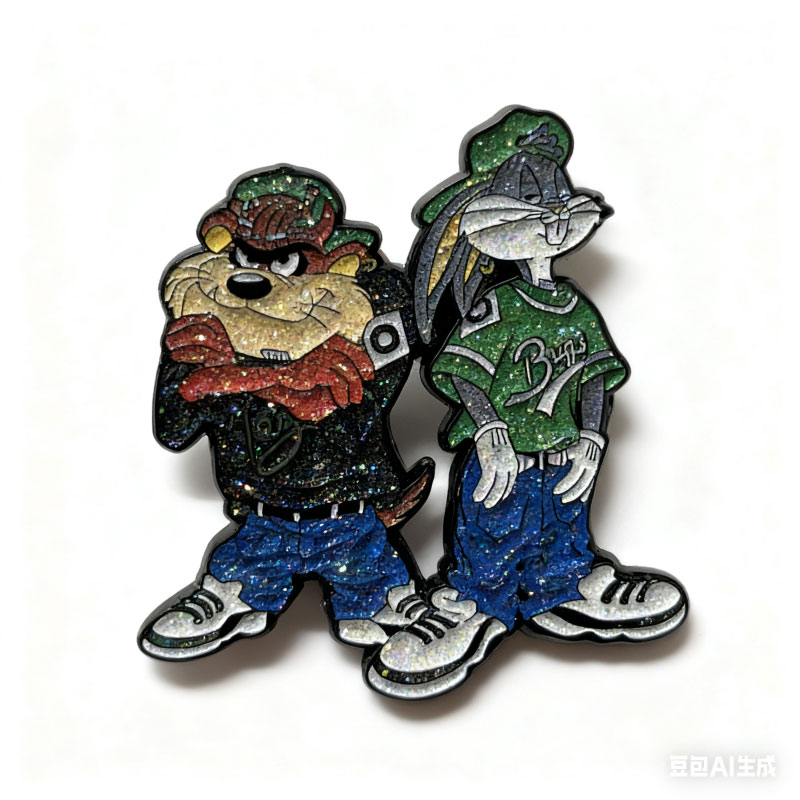 soft enamel pin+glitter