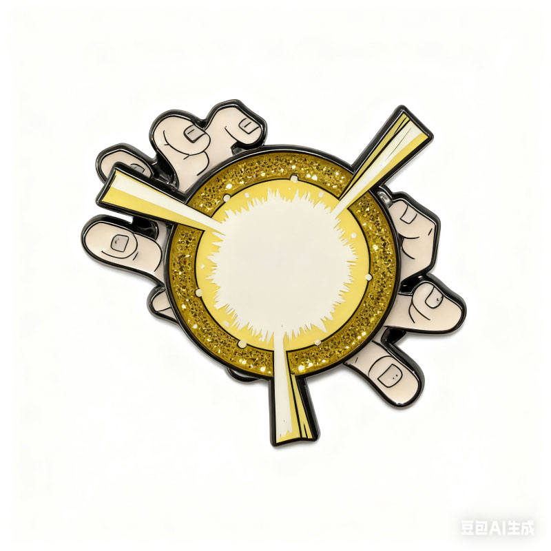 rotate soft enamel pin+glitter+print